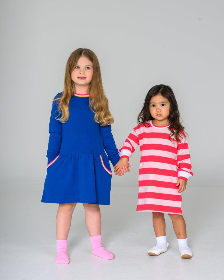 Rainbow Pocket Dress - Blue