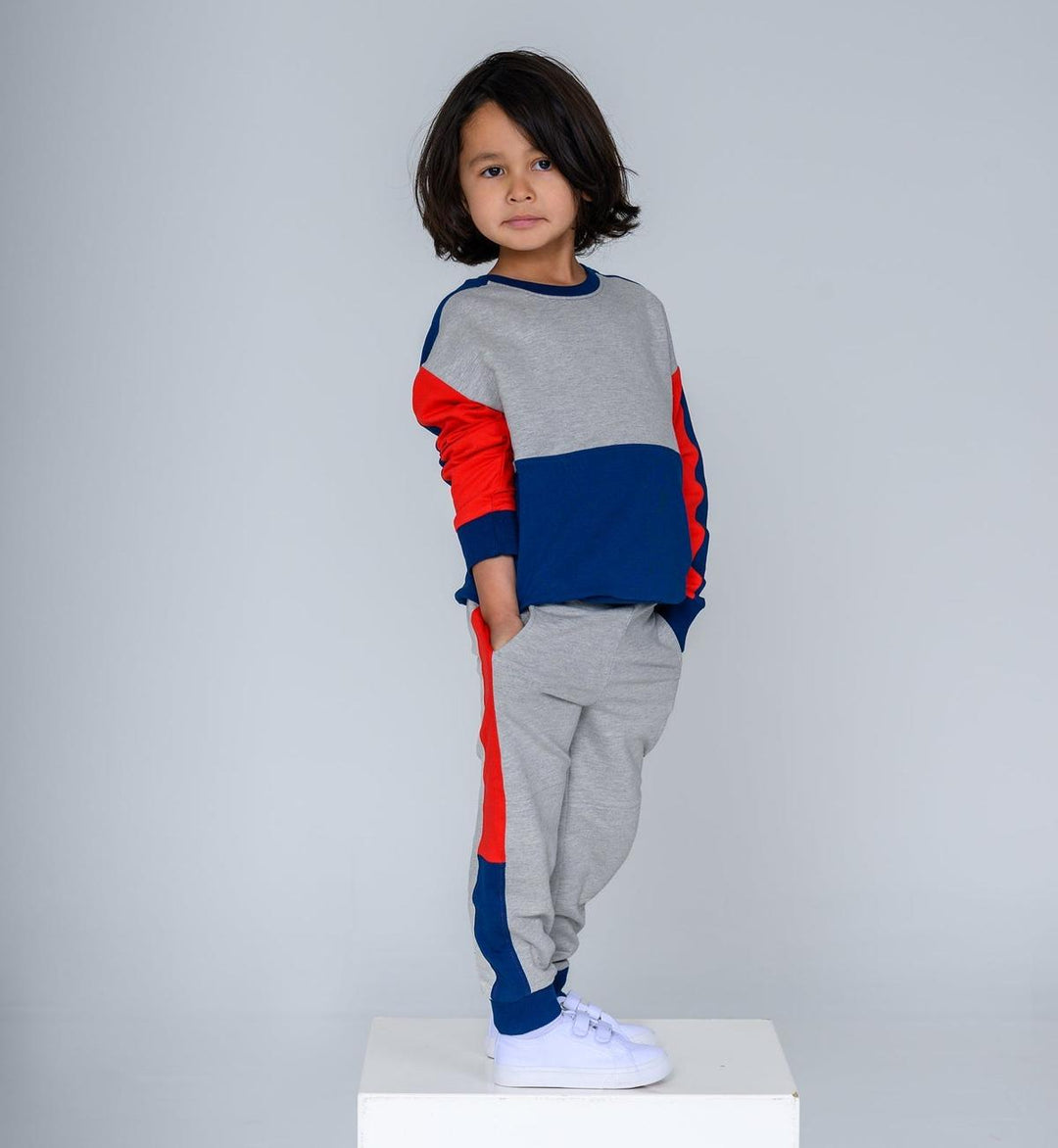 Sporty Color block Sweatshirt - Grey