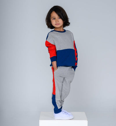 Sporty Color block Sweatshirt - Grey