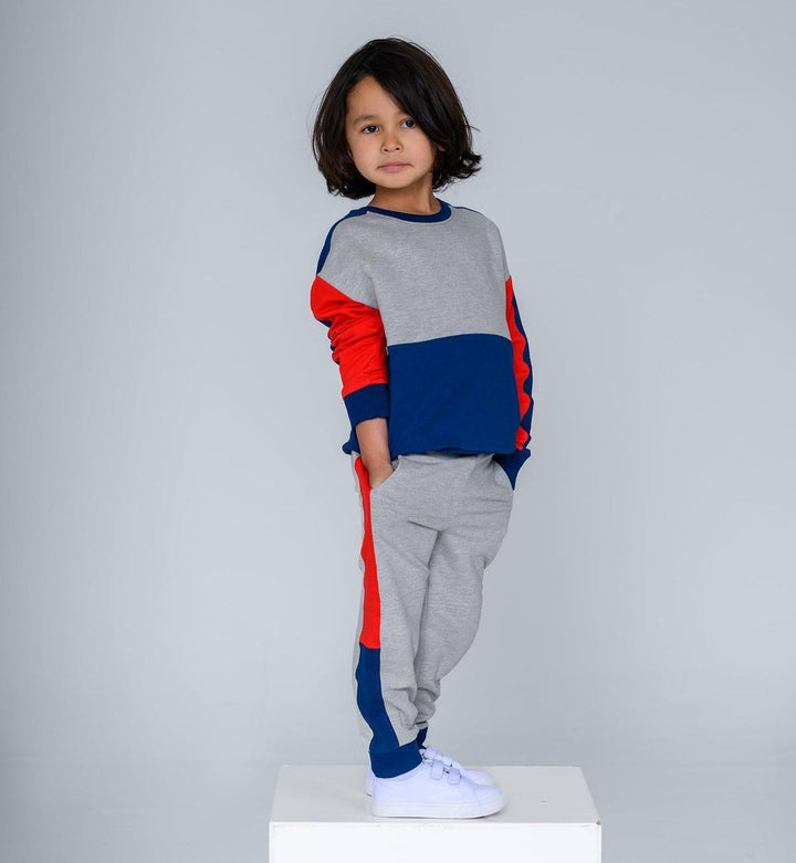 Sporty Color block Sweatshirt - Grey