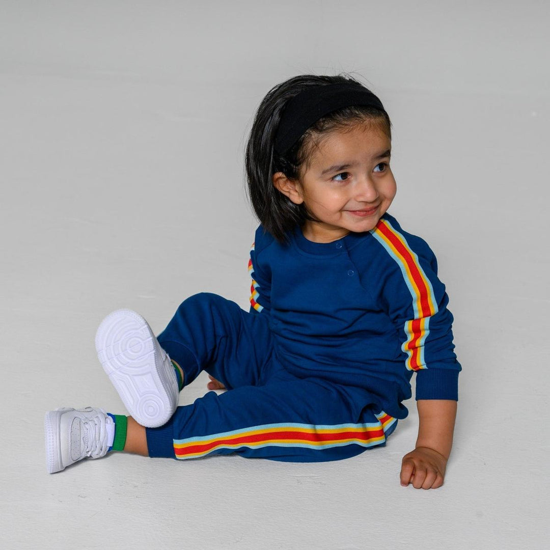 Retro Stripe Sweatpants/ Joggers - Navy