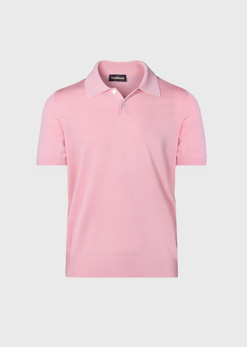 Short Sleeve Silk Polo - Pink