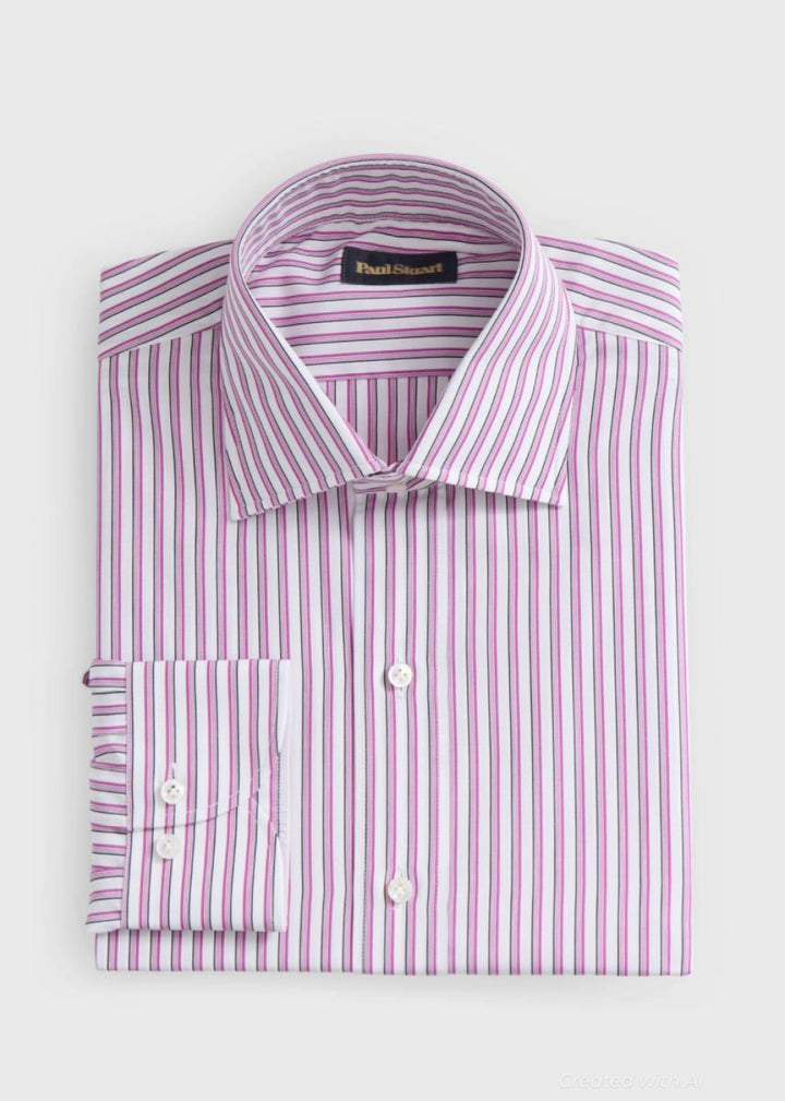 Deco Stripe Dress Shirt - Plum - Dress Shirt