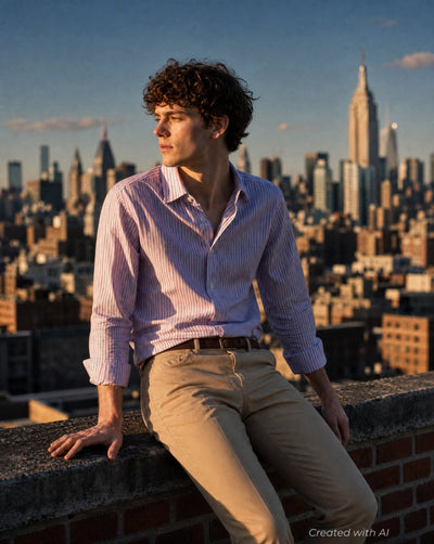 Deco Stripe Dress Shirt - Plum - Dress Shirt