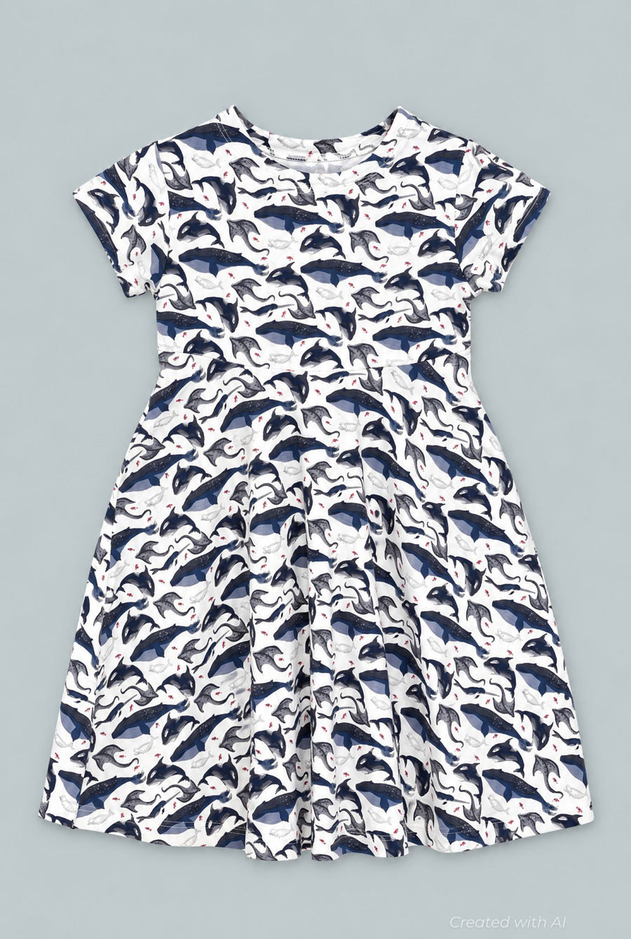Deep Sea Creatures Whale Cap Sleeve Swirly Girl - A Whale Of A Tale - Dresses