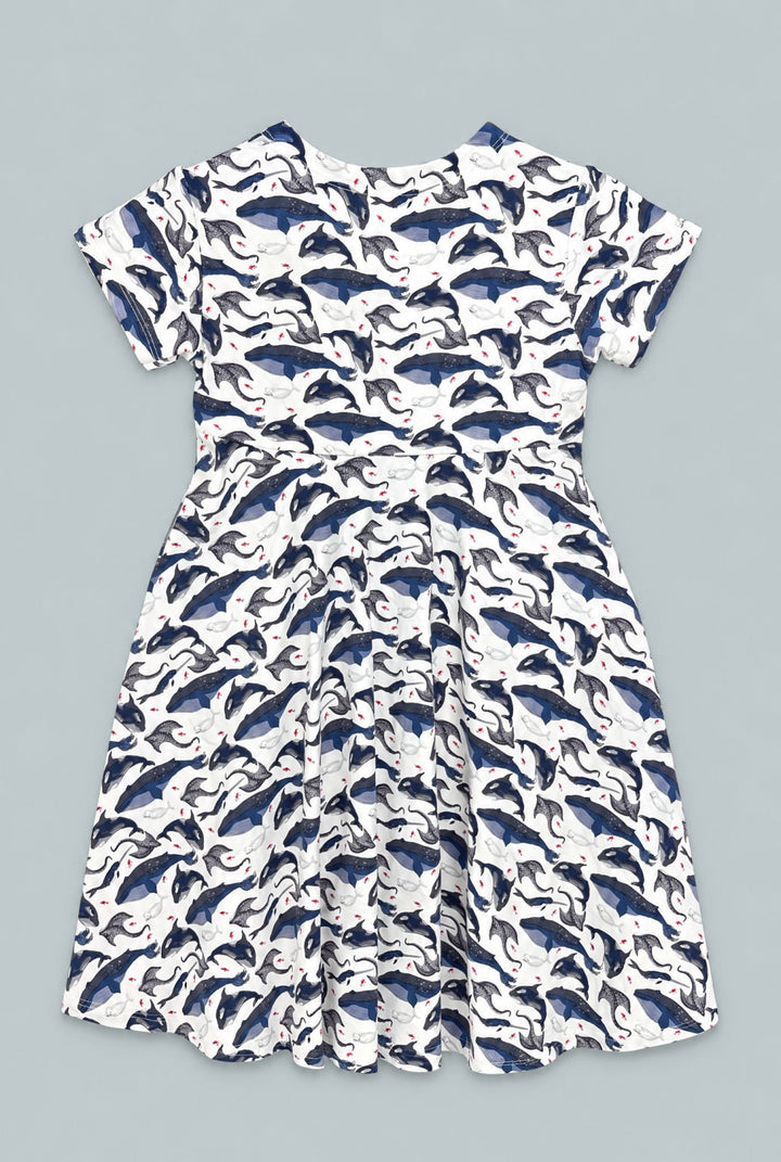 Deep Sea Creatures Whale Cap Sleeve Swirly Girl - A Whale Of A Tale - Dresses