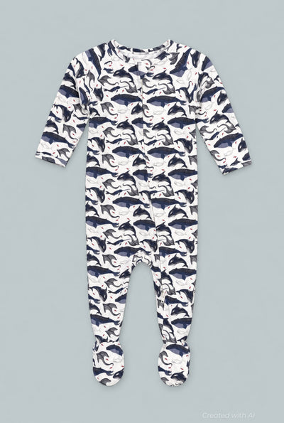 Deep Sea Creatures Whale Zipper Footie - A Whale Of A Tale - Pajamas