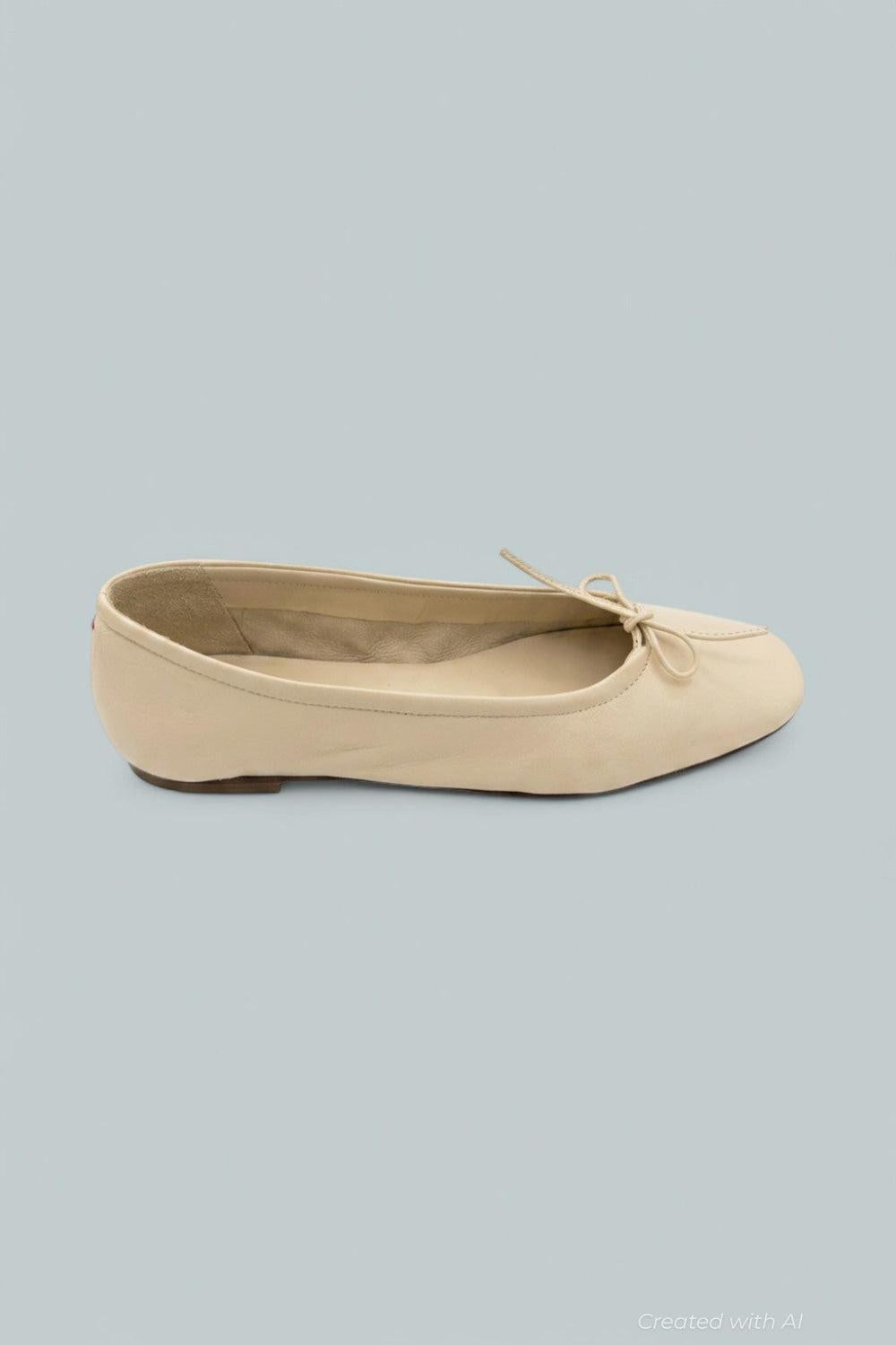 Delfina Bow Ballet Flats - Creamy - EU 38.5 - Flats