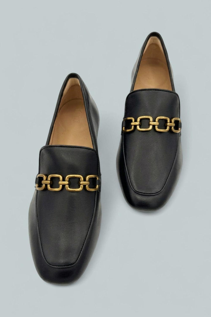 Delicato Chain Loafer Flats - Black - 7 - Loafers