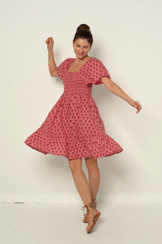 Delilah Dress - Red and Pink Hydrangea - Dresses