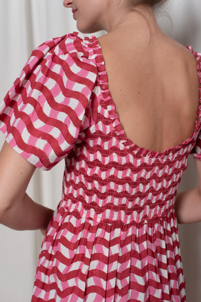 Delilah Dress - Red and Pink Zigzag Stripe - Dresses
