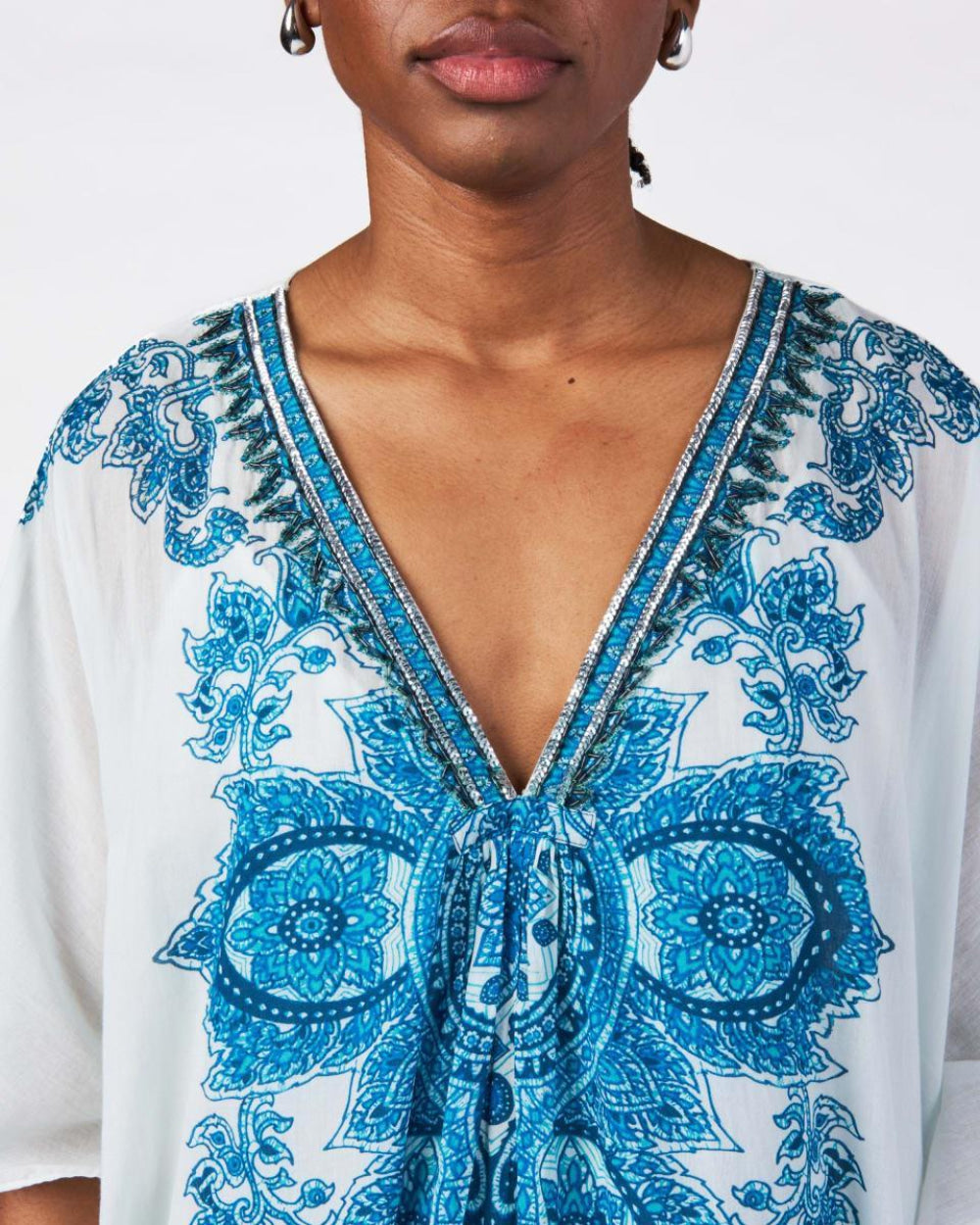 Delphine Kaftan - Teal Medallion - S - Dresses