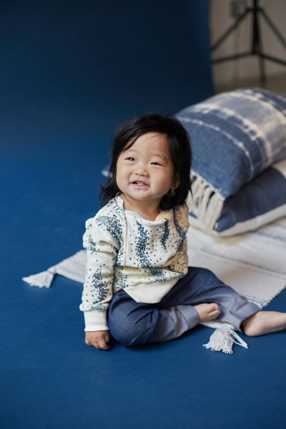 Denim Baby Joggers with Front Pleat - Indigo - 0-3m - Joggers