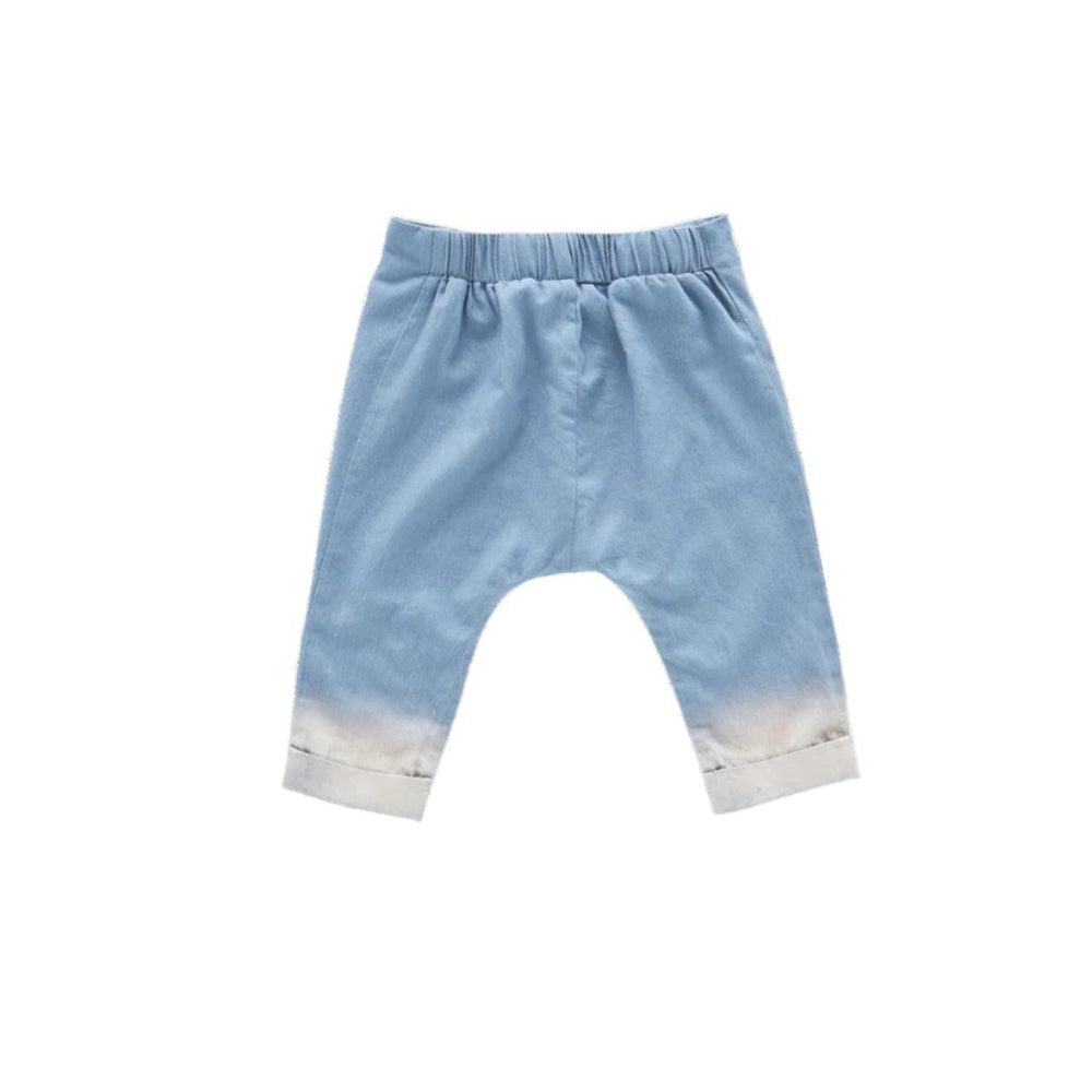Denim Baby Joggers with Front Pleat - Light Blue - 0-3m - Joggers