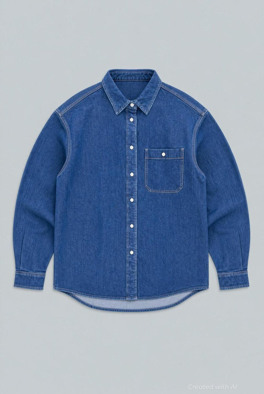 Denim Button Up Over Shirt - Indigo - Button Down Shirt