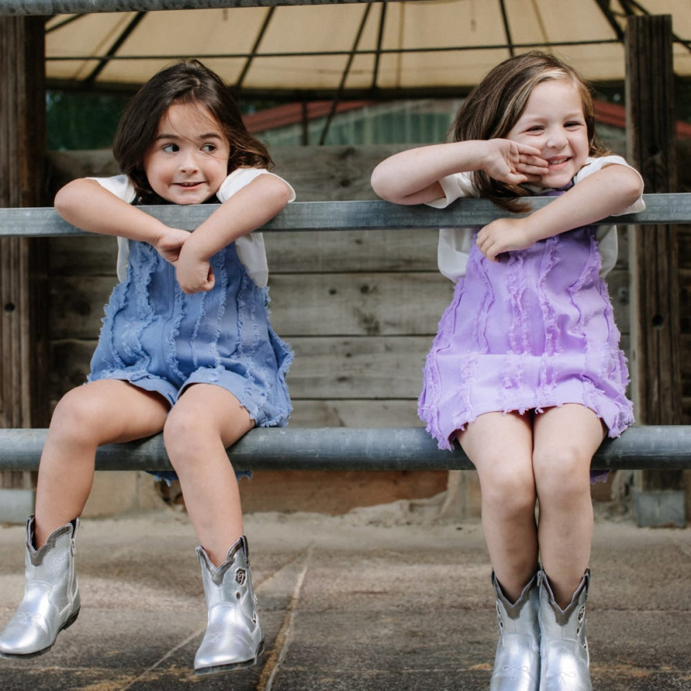 Denim Jumper Dress - Blue Stripe - Dresses