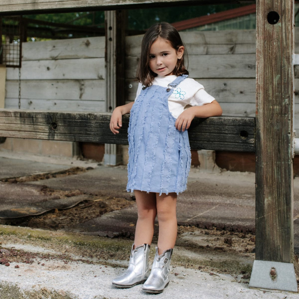 Denim Jumper Dress - Blue Stripe - Dresses