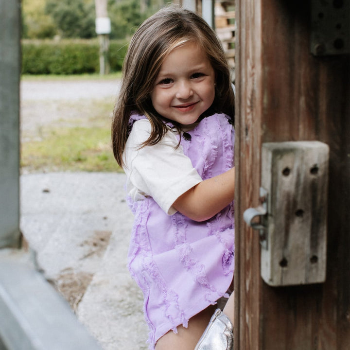 Denim Jumper Dress - Purple Stripe - Dresses