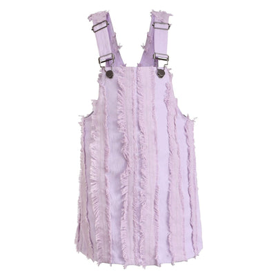 Denim Jumper Dress - Purple Stripe - Dresses