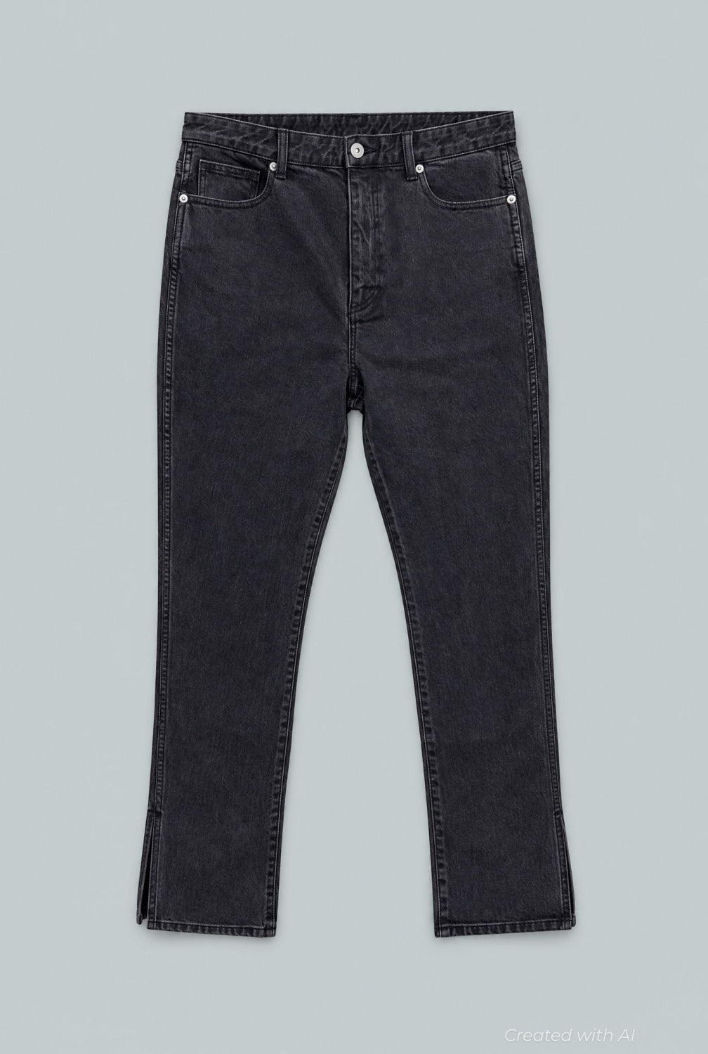Denim Pant With Slit - Washed Black - Jeans