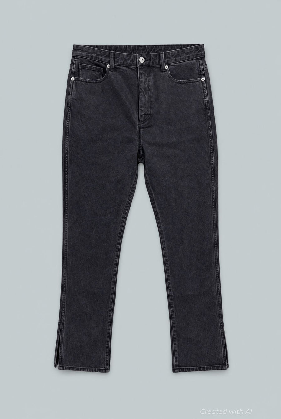 Denim Pant With Slit - Washed Black - Jeans
