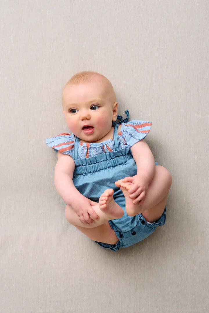 Denim ruffle baby romper - Denim - Romper
