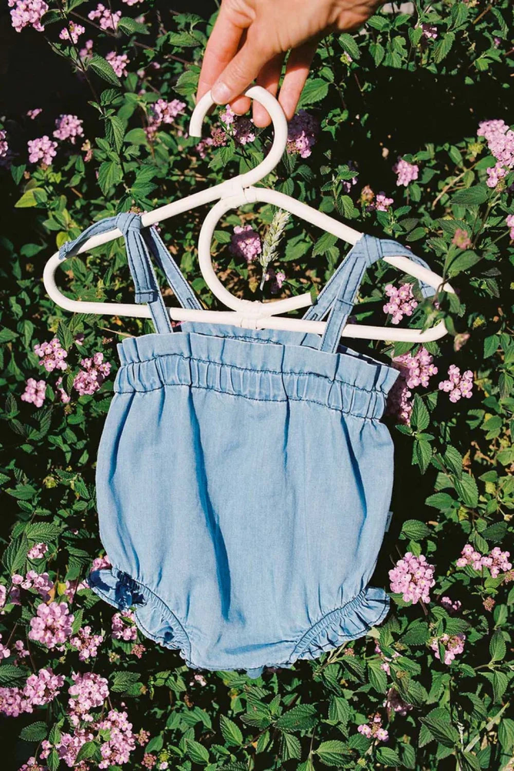 Denim ruffle baby romper - Denim - Romper