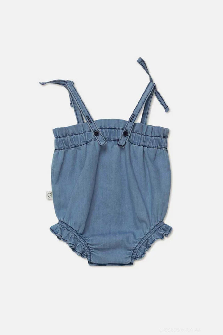 Denim ruffle baby romper - Denim - Romper