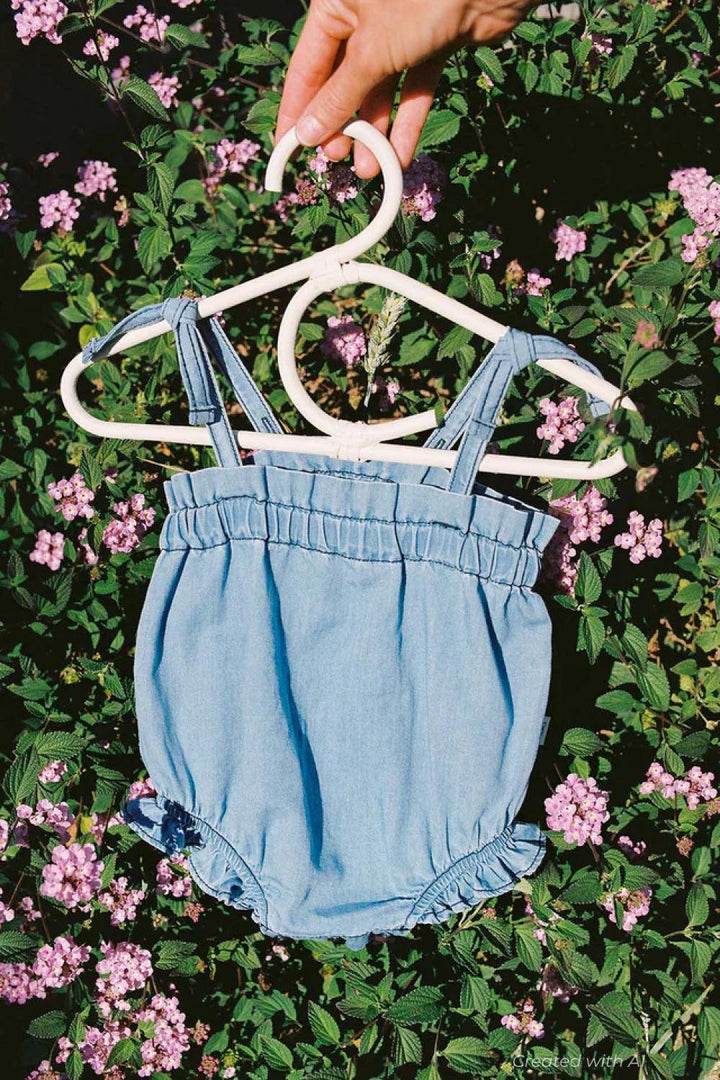 Denim ruffle baby romper - Denim - Romper
