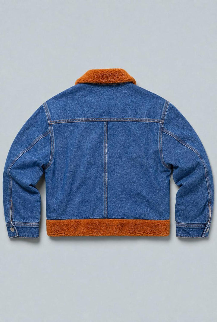 Denim Teddy Trucker Jacket - Indigo - Denim Jacket