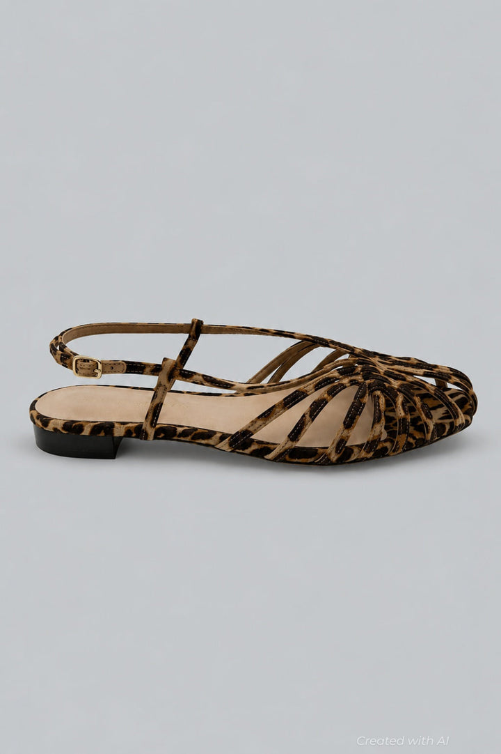 Devon Lattice Slingback Sandals - Leopard - 7.5 - Pumps