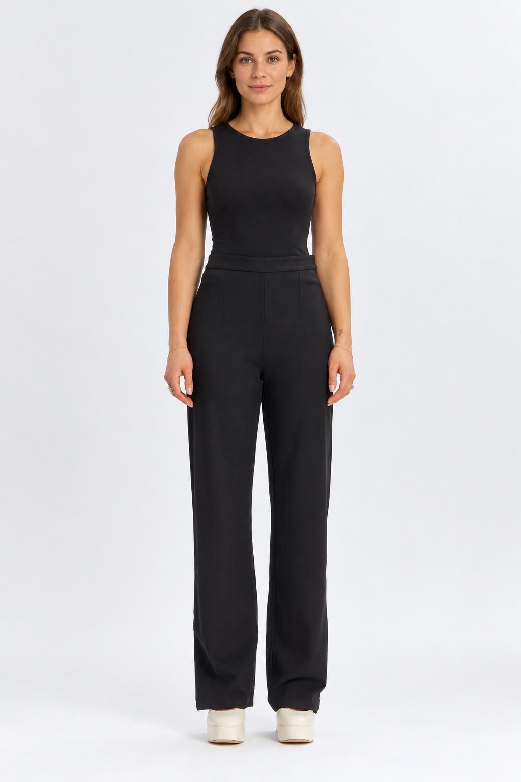 Wide Leg Trousers - Black