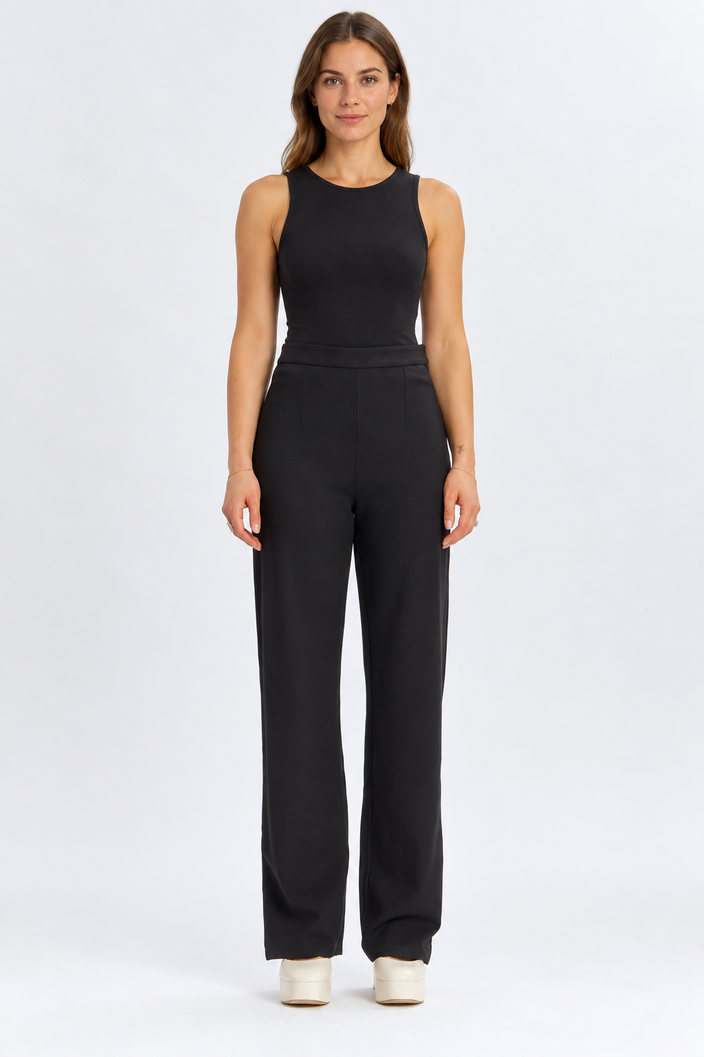 Wide Leg Trousers - Black