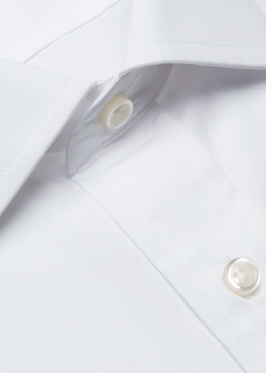 St. James Egypt White Broadcloth Spread Collar French Cuff - White - Button Down Shirt
