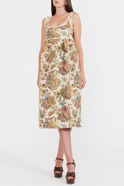Emily Midi Dress - Rainbow Floral Jacquard