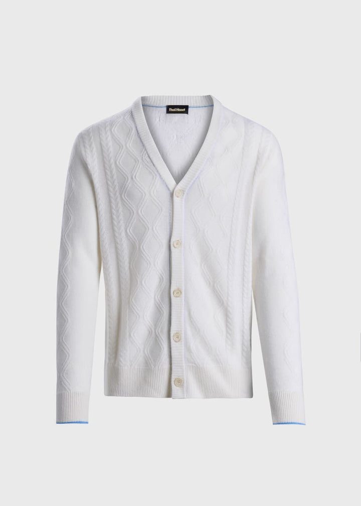 Cashmere Cable Cardigan - White