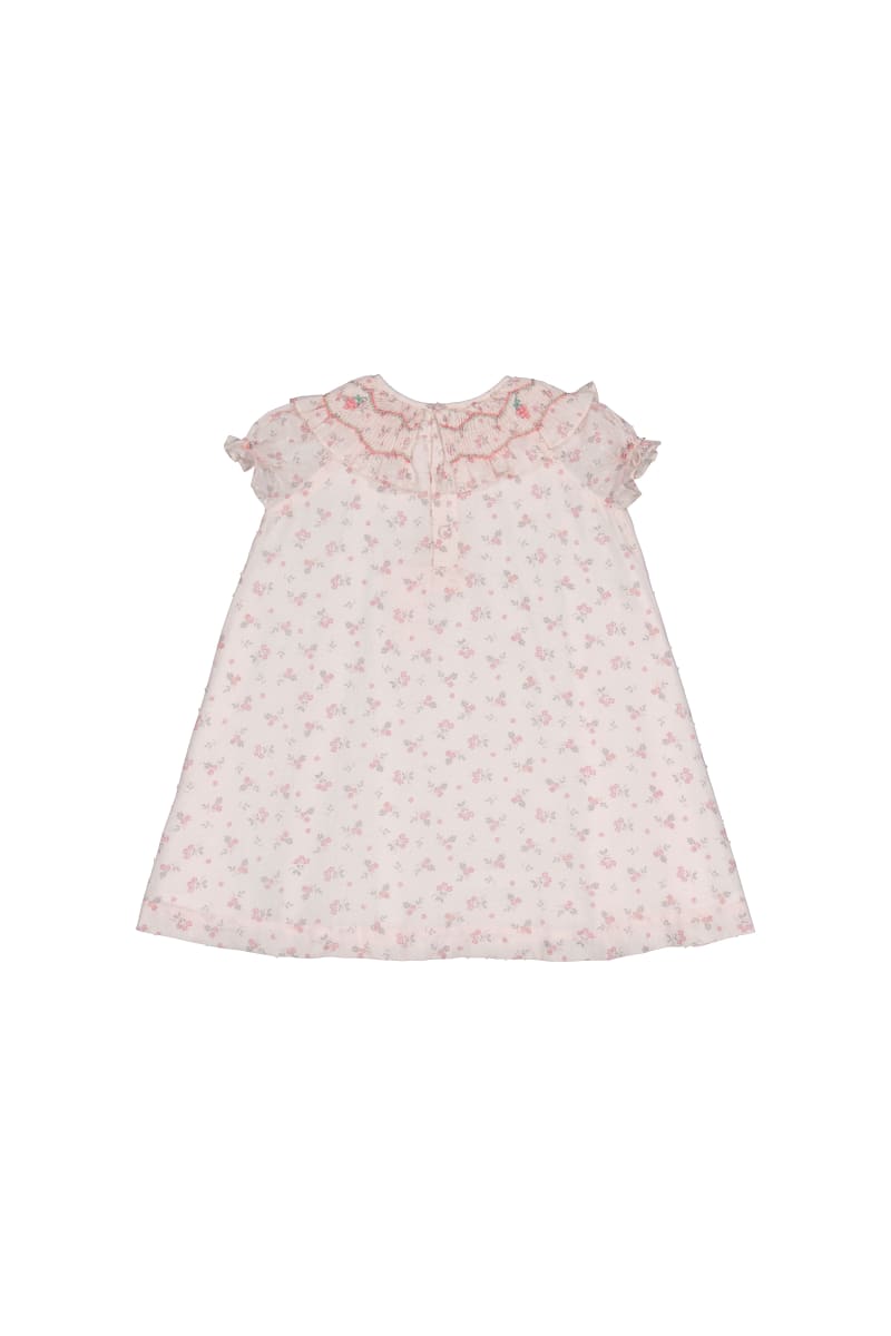 Myrtille Short Sleeve Bishop Dress - Floral/Pink