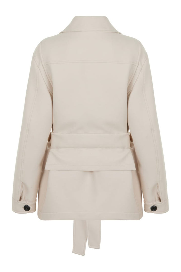 Belted Fluffy Jacket - Ecru