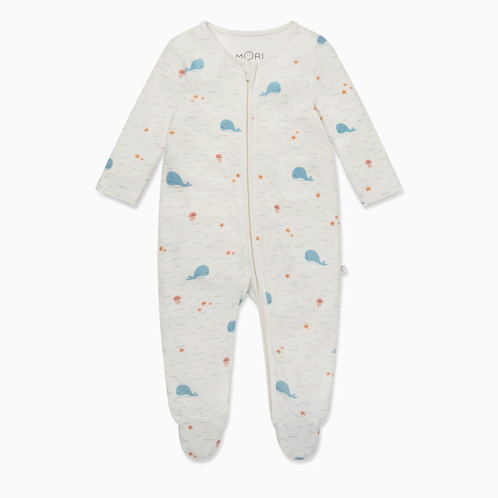 Whale Zip-Up Sleepsuit - Whale Sleepsuits Mori