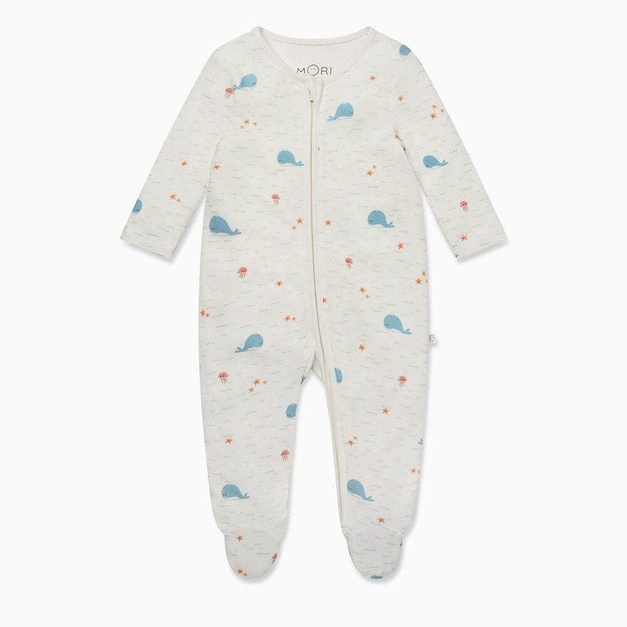 Whale Zip-Up Sleepsuit - Whale Sleepsuits Mori