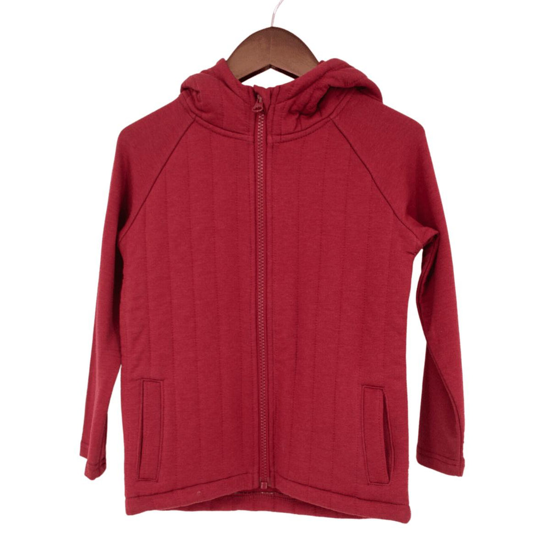 French Terry Hooded Jacket - Rhubarb Red