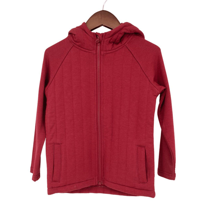 French Terry Hooded Jacket - Rhubarb Red