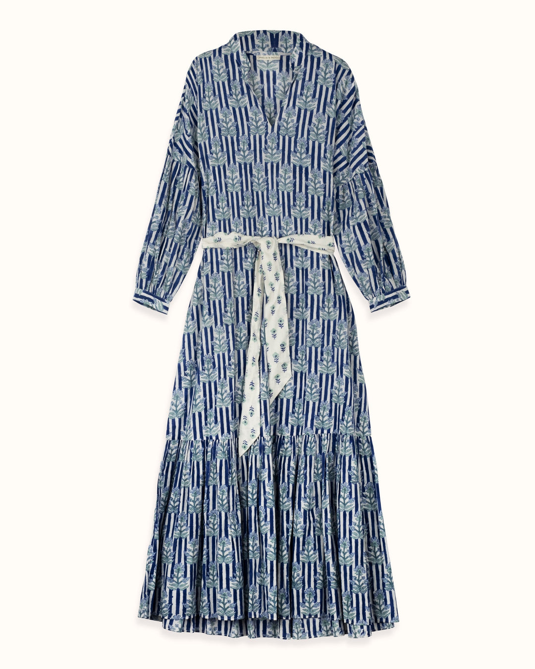 Phoebe Dress - Blue Floral Stripe