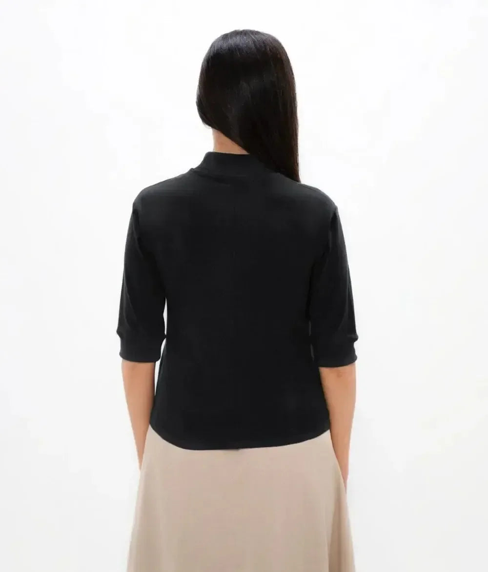 Doha High Neck - Black Sand - Mockneck
