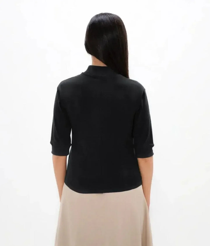 Doha High Neck - Black Sand - Mockneck