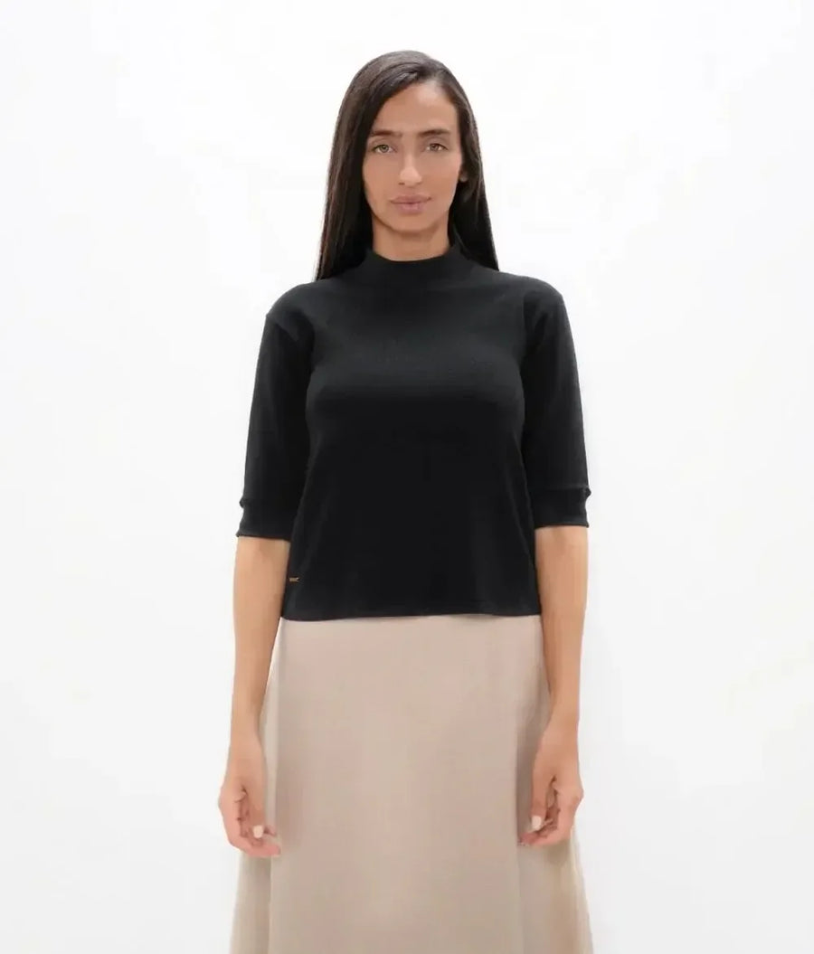 Doha High Neck - Black Sand - Mockneck