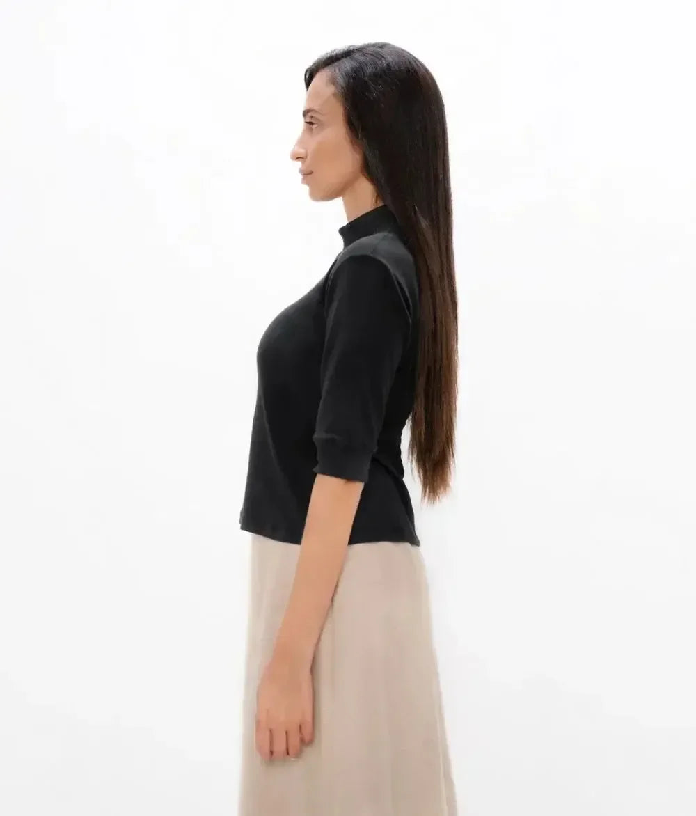 Doha High Neck - Black Sand - Mockneck