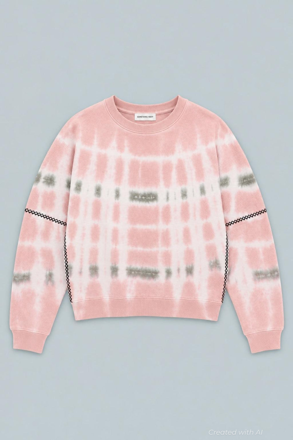 Dollie Embroidered Sweatshirt - Pink Tie Dye - Crewneck Sweatshirt