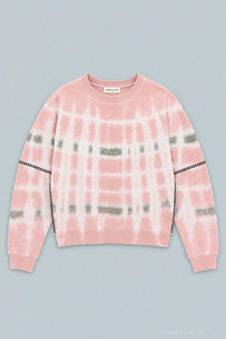 Dollie Embroidered Sweatshirt - Pink Tie Dye - Crewneck Sweatshirt