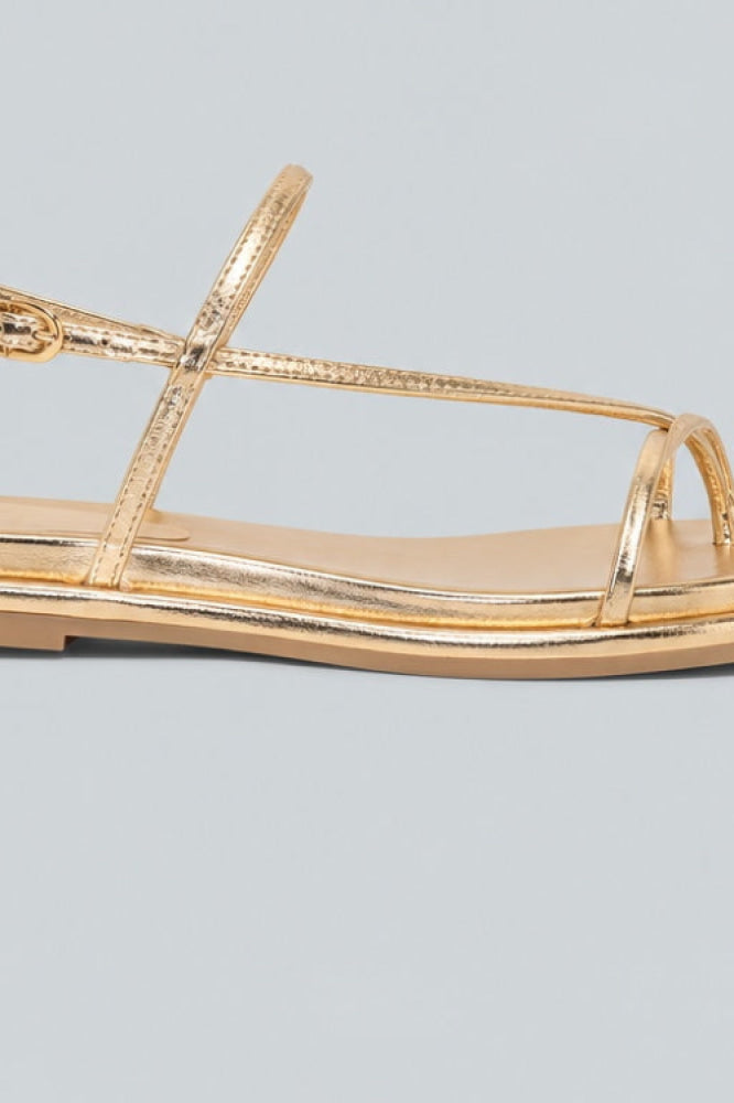 Dom Strappy Round Toe Footbed Sandals - Gold Distr - 9.5 - Sandals